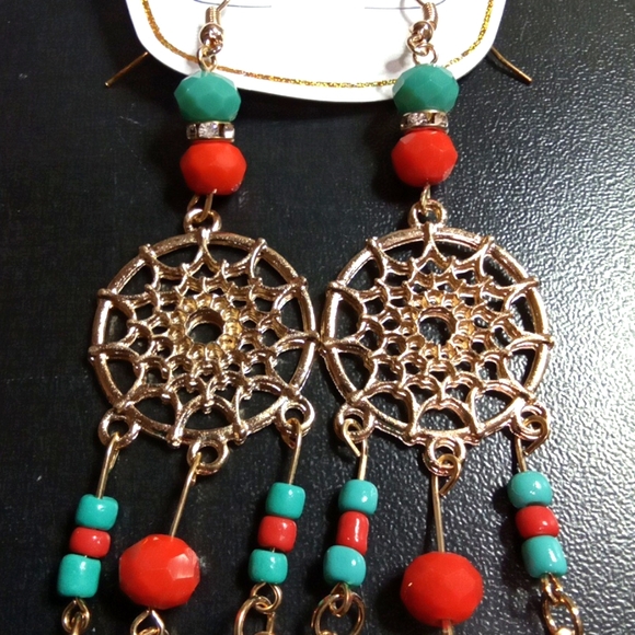 Long Feather Dream Catcher Hook Earrings - Picture 3 of 7